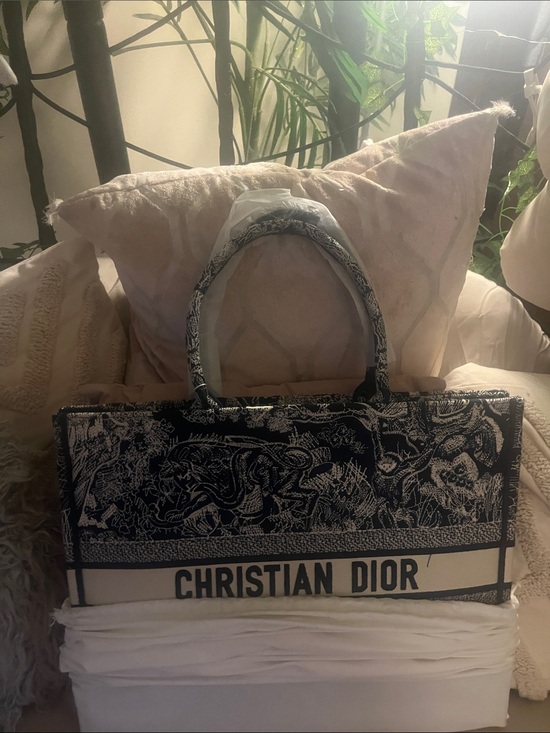 Dior Handbags - Navy & White Christian Dior Embroidered Tote with dust bag